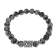 Браслет с руной Эваз и нат. камнем Снежный обсидиан BSRD-06-14