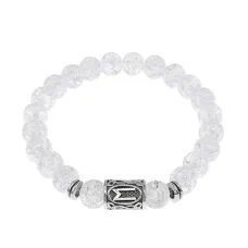 Браслет с руной Эваз и синт.камнем Сахарный кварц BSRD-06-16