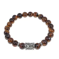 Браслет с руной Эваз и нат.камнем Тигровый глаз BSRD-06-19