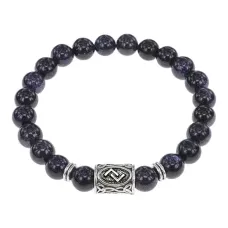 Браслет с руной Йера и синт. камнем Синий авантюрин BSRD-07-02