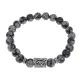 Браслет с руной Йера и нат.камнем Снежный обсидиан BSRD-07-14