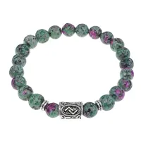 Браслет с руной Йера и синтетическим камнем Цоизит BSRD-07-22