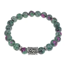 Браслет с руной Йера и синтетическим камнем Цоизит BSRD-07-22
