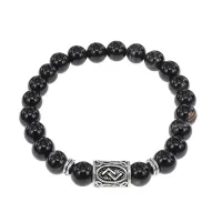 Браслет с руной Йера и нат.камнем Черный агат BSRD-07-23