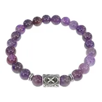 Браслет с руной Гебо и нат.камнем Аметист BSRD-08-03