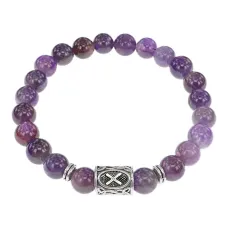 Браслет с руной Гебо и нат.камнем Аметист BSRD-08-03