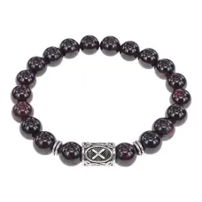 Браслет с руной Гебо и нат.камнем Гранат BSRD-08-06