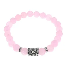 Браслет с руной Гебо и нат.камнем Розовый кварц BSRD-08-15