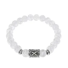 Браслет с руной Гебо и синт.камнем Сахарный кварц BSRD-08-16