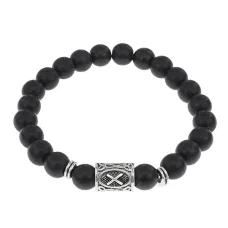 Браслет с руной Гебо и синт.камнем Шунгит BSRD-08-24