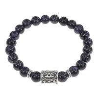 Браслет с руной Турисаз и синт.камнем Синий авантюрин BSRD-09-02