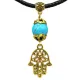 Амулет От дурного глаза (Хамса) с камнем бирюза (синт.), цвет золот. MKA001-1
