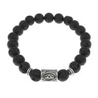 Браслет с руной Турисаз и нат.камнем Лава BSRD-09-09
