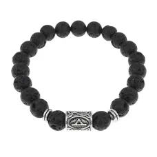 Браслет с руной Турисаз и нат.камнем Лава BSRD-09-09