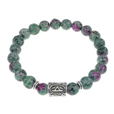 Браслет с руной Турисаз и синт.камнем Цоизит BSRD-09-22