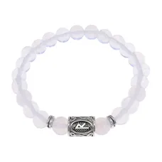 Браслет с руной Райдо и синт.камнем Лунный камень BSRD-10-11