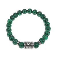 Браслет с руной Райдо и синт. камнем Малахит BSRD-10-12