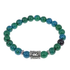 Браслет с руной Райдо и синт.камнем Хризоколла BSRD-10-21
