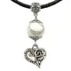 Амулет На любовь и семейное счастье (сердце) с натуральным камнем кахолонг, цвет серебр. MKA002-2