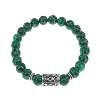 Браслет с руной Одал и синт.камнем Малахит BSRD-12-12