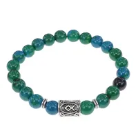 Браслет с руной Одал и синт.камнем Хризоколла BSRD-12-21
