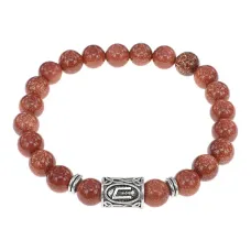 Браслет с руной Уруз и синт.камнем Коричневый авантюрин BSRD-13-01