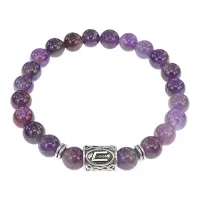 Браслет с руной Уруз и нат. камнем Аметист BSRD-13-03
