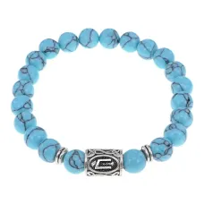 Браслет с руной Уруз и синт. камнем Бирюза BSRD-13-05
