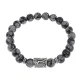 Браслет с руной Уруз и нат. камнем Снежный обсидиан BSRD-13-14