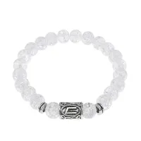 Браслет с руной Уруз и синт.камнем Сахарный кварц BSRD-13-16