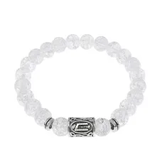 Браслет с руной Уруз и синт.камнем Сахарный кварц BSRD-13-16
