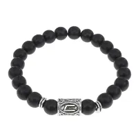 Браслет с руной Уруз и синт. камнем Шунгит BSRD-13-24