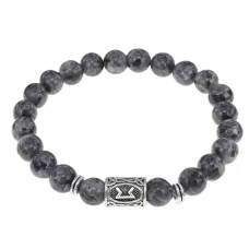Браслет с руной Перт и нат.камнем Лабрадор BSRD-14-08