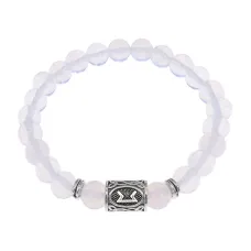 Браслет с руной Перт и синт. камнем Лунный камень BSRD-14-11
