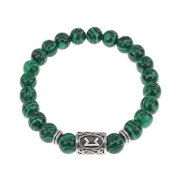 Браслет с руной Перт и синт.камнем Малахит BSRD-14-12