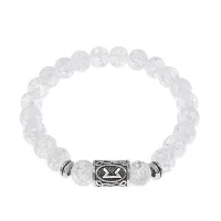 Браслет с руной Перт и синт.камнем Сахарный кварц BSRD-14-16