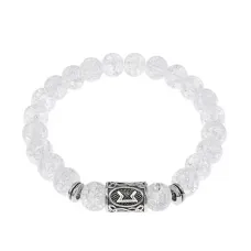 Браслет с руной Перт и синт.камнем Сахарный кварц BSRD-14-16