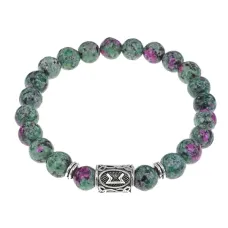 Браслет с руной Перт и синтетическим камнем Цоизит BSRD-14-22