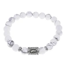 Браслет с руной Наутиз и нат.камнем Кахолонг BSRD-15-07