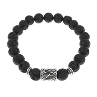 Браслет с руной Наутиз и натуральным камнем Лава BSRD-15-09
