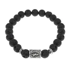 Браслет с руной Наутиз и натуральным камнем Лава BSRD-15-09