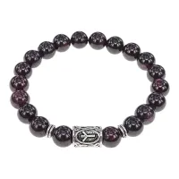 Браслет с руной Альгиз и нат. камнем Гранат BSRD-16-06