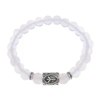 Браслет с руной Альгиз и синт.камнем Лунный камень BSRD-16-11