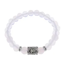 Браслет с руной Альгиз и синт.камнем Лунный камень BSRD-16-11