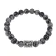 Браслет с руной Альгиз и нат. камнем Снежный обсидиан BSRD-16-14