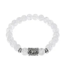 Браслет с руной Альгиз и синт.камнем Сахарный кварц BSRD-16-16