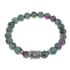 Браслет с руной Альгиз и синтетическим камнем Цоизит BSRD-16-22