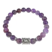 Браслет с руной Феху и нат.камнем Аметист BSRD-17-03