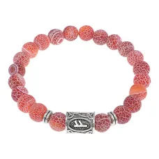 Браслет с руной Феху и нат.камнем Африканский агат BSRD-17-04