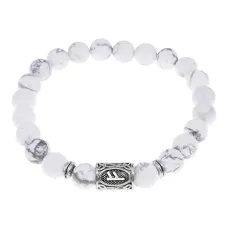 Браслет с руной Феху и нат.камнем Кахолонг BSRD-17-07
